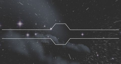 Futuristic Night Sky with Geometric Frame and Glowing Stars