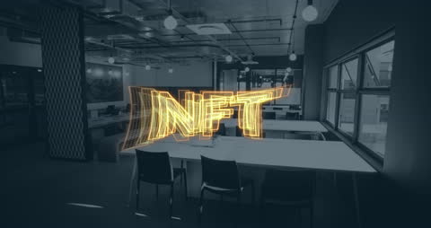 Digital NFT Text in Modern Office Environment