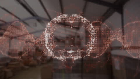 AI Integration in Warehouse Logistics with Abstract Brain Overlay