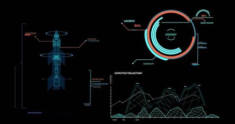 Futuristic Rocket Blueprint with Energy Indicators and Trajectory Analysis - Download Free Stock Images Pikwizard.com
