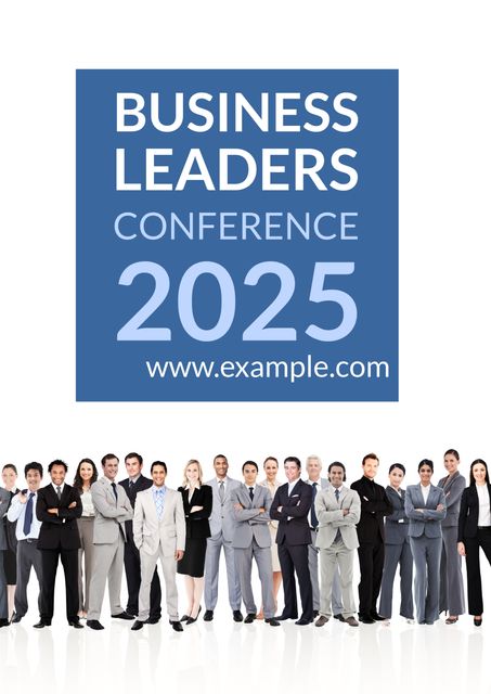 This image shows a diverse group of business leaders and professionals posing together for the Business Leaders Conference 2025. It features people in corporate attire united against a white background. Ideal for promoting corporate events, business conferences, team-building workshops, leadership seminars, and networking events.