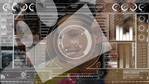 Diverse Business Team Embracing Futuristic Data Technology in Office