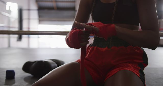 Female Boxer Wrapping Hands Before Training in Boxing Gym - Download Free Stock Images Pikwizard.com