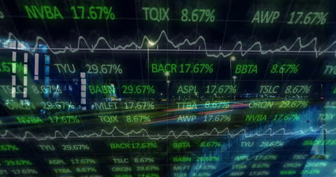 Digital Stock Market Data Over Cityscape Background