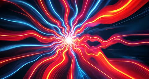 Dynamic Streams of Luminous Red and Blue Tendrils