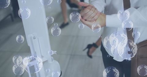 Hand Disinfection Concept with Overlay Bubbles - Download Free Stock Images Pikwizard.com
