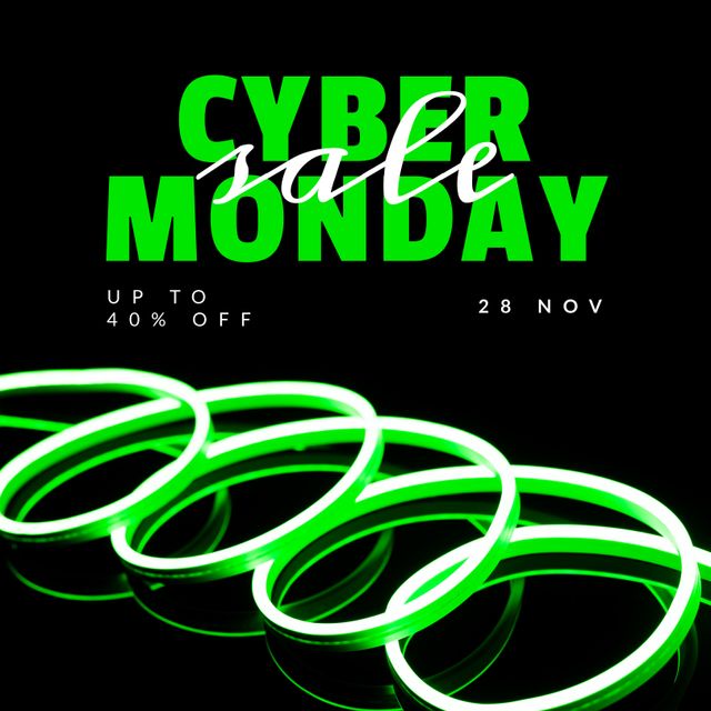 Composition of cyber monday text over neon shapes on black background - Download Free Stock Videos Pikwizard.com
