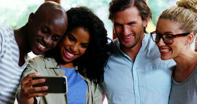 Diverse Friends Smiling and Taking Selfie Together - Download Free Stock Images Pikwizard.com