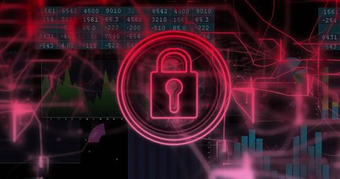 Digital Security Lock on Financial Data Charts Background - Download Free Stock Images Pikwizard.com