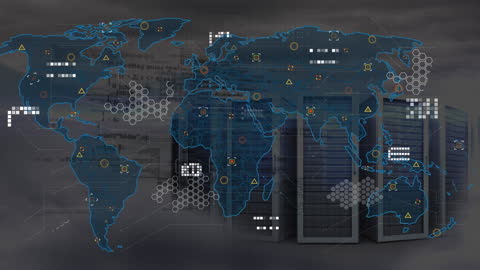 Global Data Processing Technology Concept with Servers