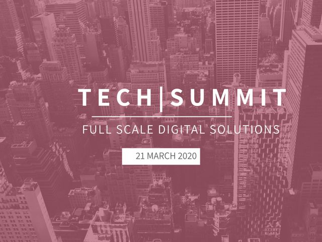 Tech Summit Poster with Cityscape Background and April 2023 Date - Download Free Stock Templates Pikwizard.com