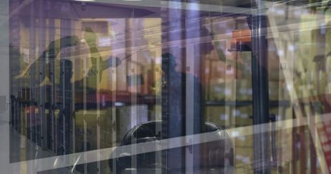 Digital Data Overlay on Warehouse and Server Room Ambience