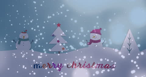 Festive Christmas Animation with Snowmen and Snowfall