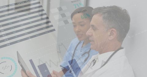 Diverse Doctors Analyzing Digital Medical Data Concepts