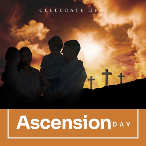 Family Celebrating Ascension Day Against Sunset Crosses - Download Free Stock Templates Pikwizard.com