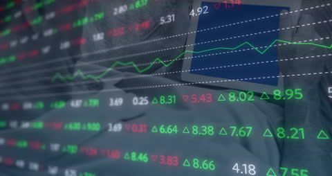 Stock Data Animation Overlaying Tablet Use