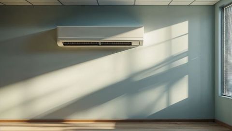 Modern room with wall-mounted air conditioning and shadows
