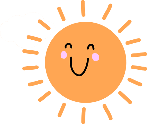 Vibrant smiling sun with cloud illustration on transparent background