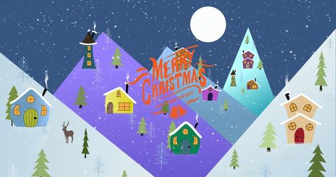 Whimsical Christmas Village with Festive Greeting - Download Free Stock Images Pikwizard.com