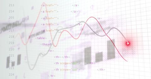 Data Analytics with Graph and Code Overlay on White Background - Download Free Stock Images Pikwizard.com
