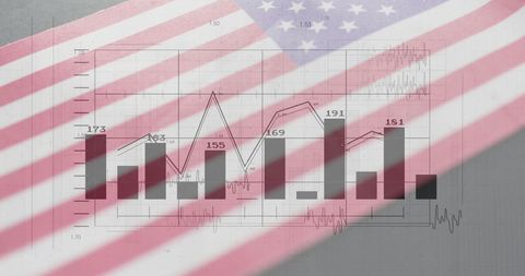 US Flag Overlay with Business Analytics Graphs - Download Free Stock Images Pikwizard.com