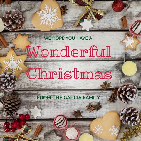 Festive christmas card with cookies and decorations