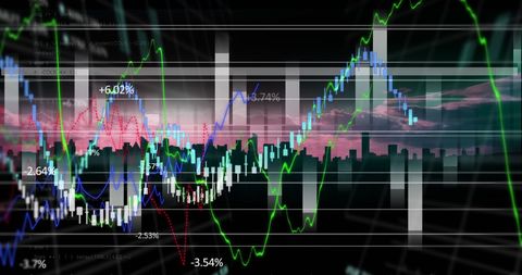 Financial Data Overlay on Cityscape Visualizing Market Trends - Download Free Stock Images Pikwizard.com