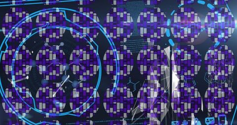 Futuristic Digital Interface with Data Elements and Circular Patterns