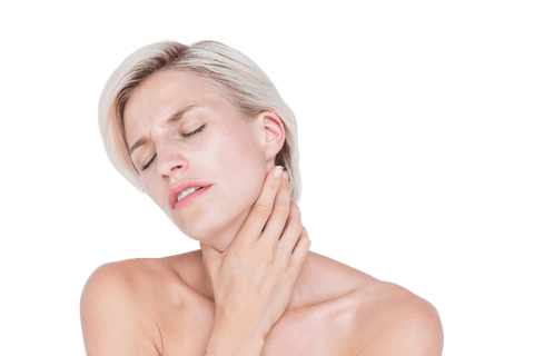Woman Experiencing Neck Pain Portrait Transparent Background