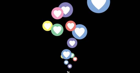Vibrant Heart Icons Rising Against Black Backdrop - Download Free Stock Images Pikwizard.com