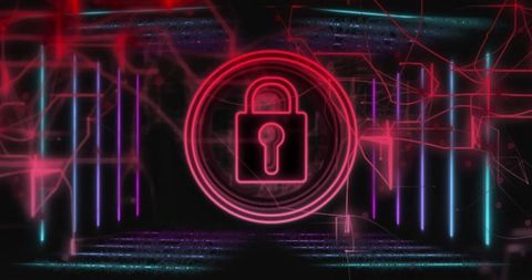 Glowing Padlock with Digital Lines Symbolizing Data Security