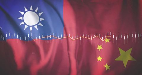 Economic Fluctuation Graphic with Taiwan and China Flags - Download Free Stock Images Pikwizard.com