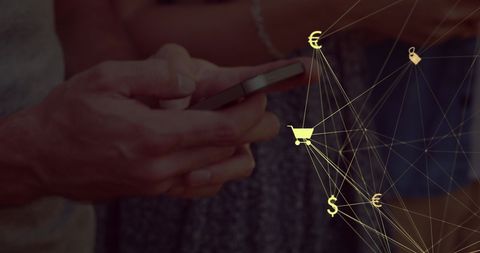 man using smartphone for online shopping with currency icons - Download Free Stock Images Pikwizard.com