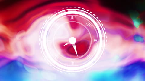 Abstract Concept of Time with Moving Clock and Vivid Colors