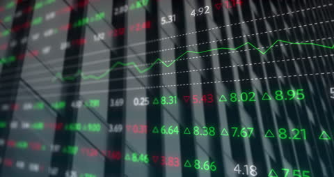 Financial Data Animation Displayed Against Skyscraper Background