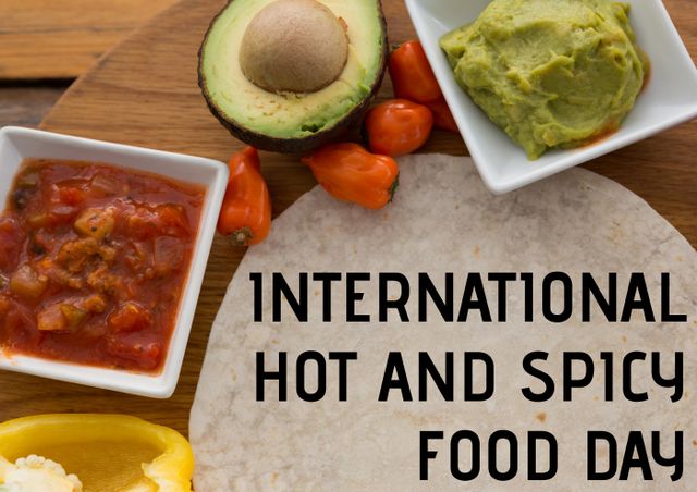 Perfect for promoting International Hot and Spicy Food Day events, recipes, food blogs, or social media campaigns. Use this image to highlight themed restaurant menus or spice-selling promotions.