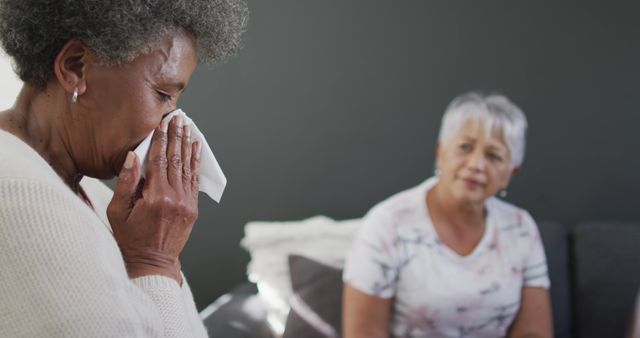 Senior Woman Comforted by Friend While Crying - Download Free Stock Images Pikwizard.com