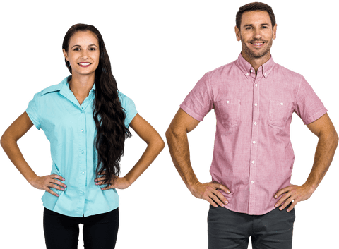 Confident Couple Posing Transparent Background Dress Casual