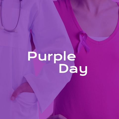 Purple day awareness featuring doctor and ribbon