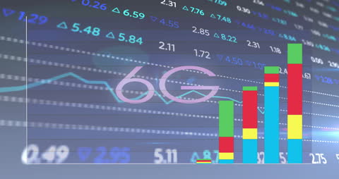 6G Technology Data Processing Concept with Graph and Numbers