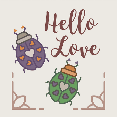 digital illustration of bugs with hello love text on transparent background - Download Free Stock Videos Pikwizard.com