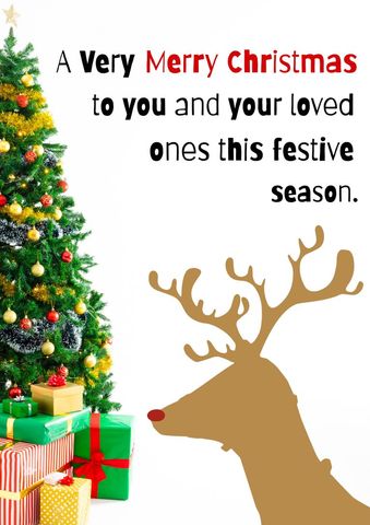 Festive Christmas Card with Tree and Reindeer Silhouette - Download Free Stock Templates Pikwizard.com