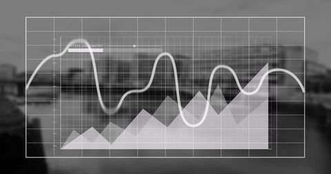 Digital Financial Graph Overlay on Urban Skyline