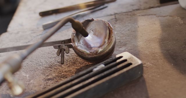 Close-Up of Metal Melting Process in Industrial Workshop - Download Free Stock Images Pikwizard.com