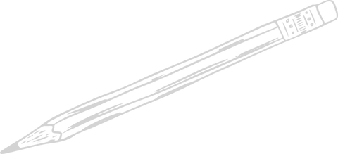 Minimalist blue line art pencil on transparent background