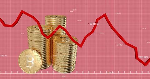 Bitcoin Cryptocurrency Decline with Virtual Data Imagery - Download Free Stock Images Pikwizard.com