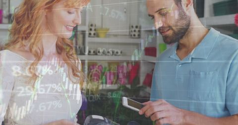 Digital Finance Concept with Business Professionals Over Data Graphics