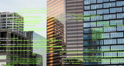 Digital Data Overlay Across Cityscape Architecture
