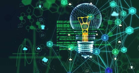 Digital Lightbulb with Data and Technology Interfaces - Download Free Stock Images Pikwizard.com