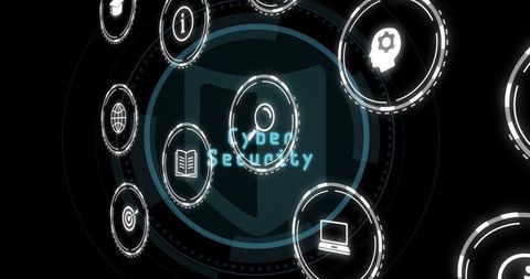 Cyber Security Concept with Digital Icons and Shield